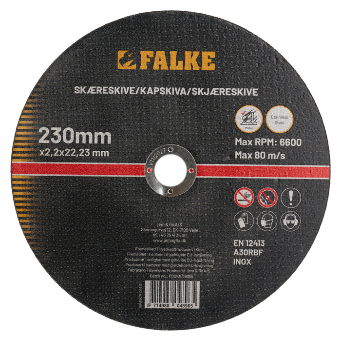 Kapskiva Metall & Stål Ø230 mm Falke